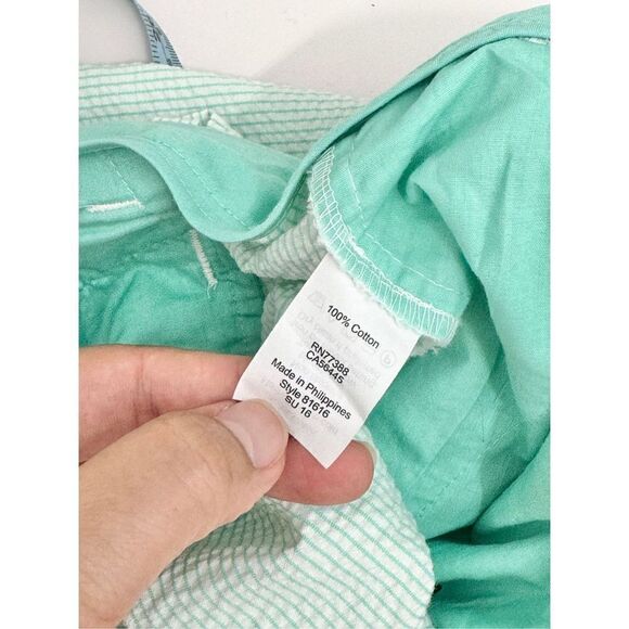 J Crew Shorts Regular Size 10 Green White Striped Casual Front Pockets - Picture 11 of 12